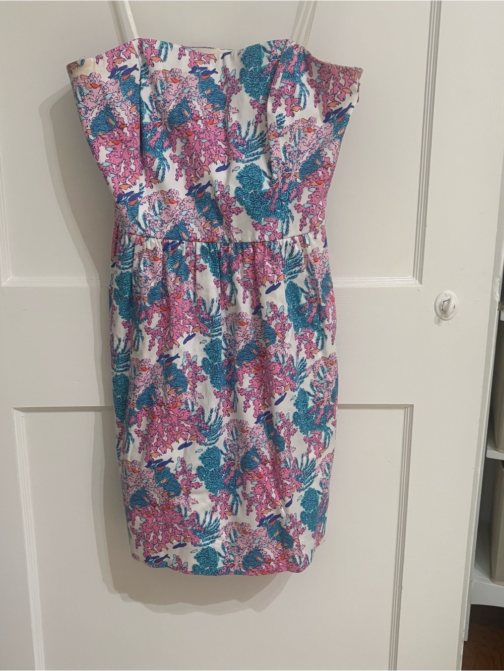 VINEYARD VINES Strapless Floral Coral-Print Sheath Dress - Ocean Life